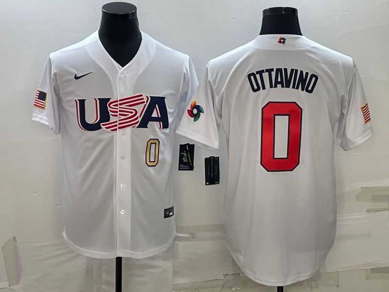 Men 2023 World Cub USA #0 Ottavino White Nike MLB Jersey3->more jerseys->MLB Jersey